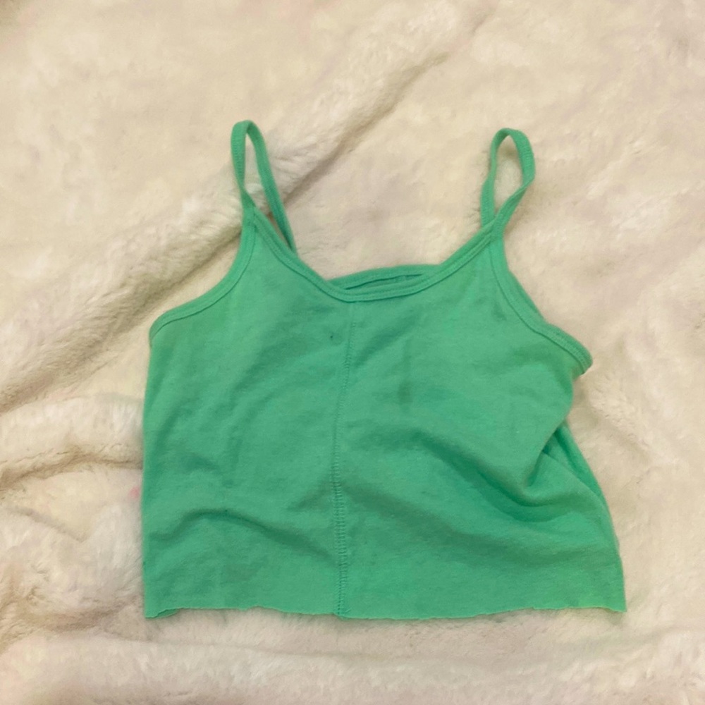 Cropped mint green shirt